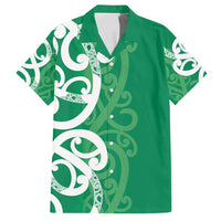 Pounamu Green Maori Family Matching Summer Maxi Dress and Hawaiian Shirt Koru Kowhaiwhai LT7 Dad's Shirt - Short Sleeve Green - Polynesian Pride