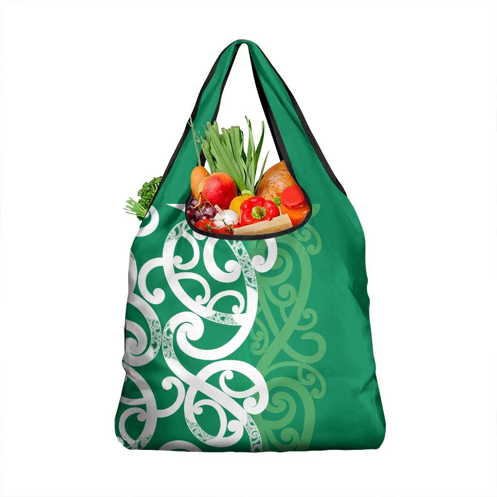 Pounamu Green Maori Grocery Bag Koru Kowhaiwhai LT7 1-pack One Size Green - Polynesian Pride