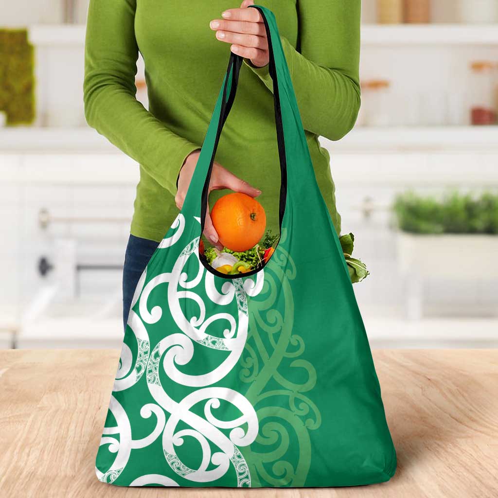 Pounamu Green Maori Grocery Bag Koru Kowhaiwhai LT7 - Polynesian Pride