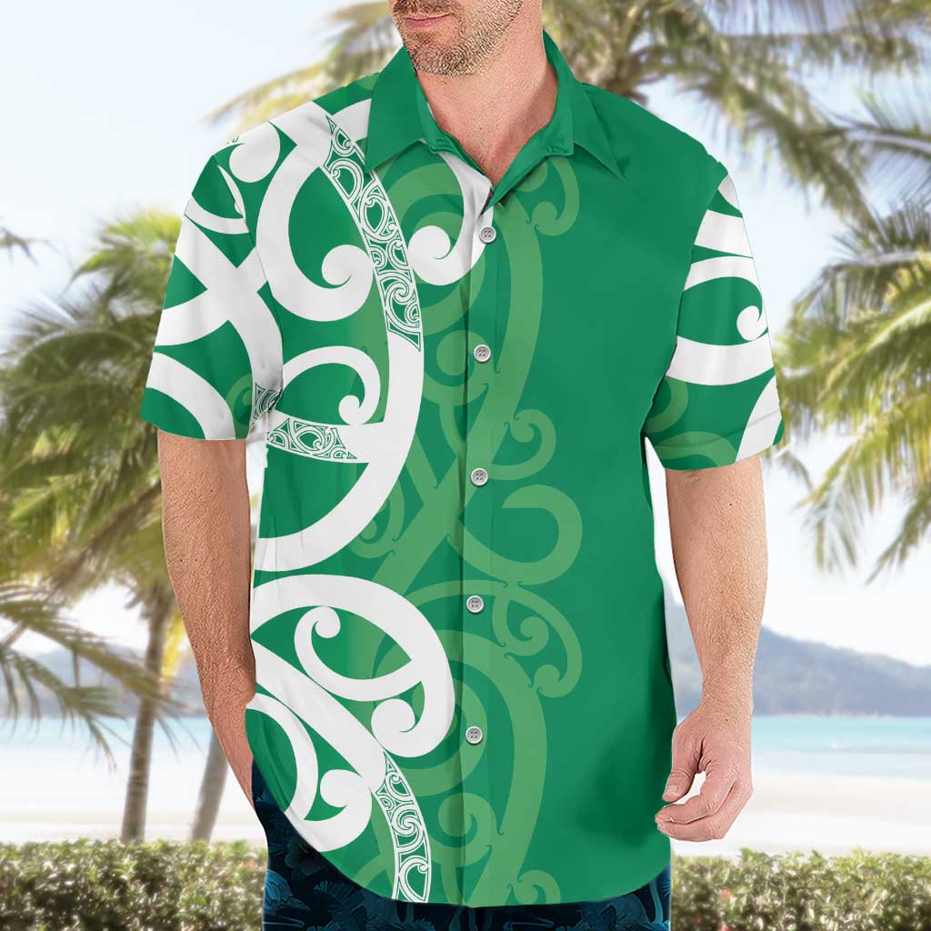 Pounamu Green Maori Hawaiian Shirt Koru Kowhaiwhai - Polynesian Pride