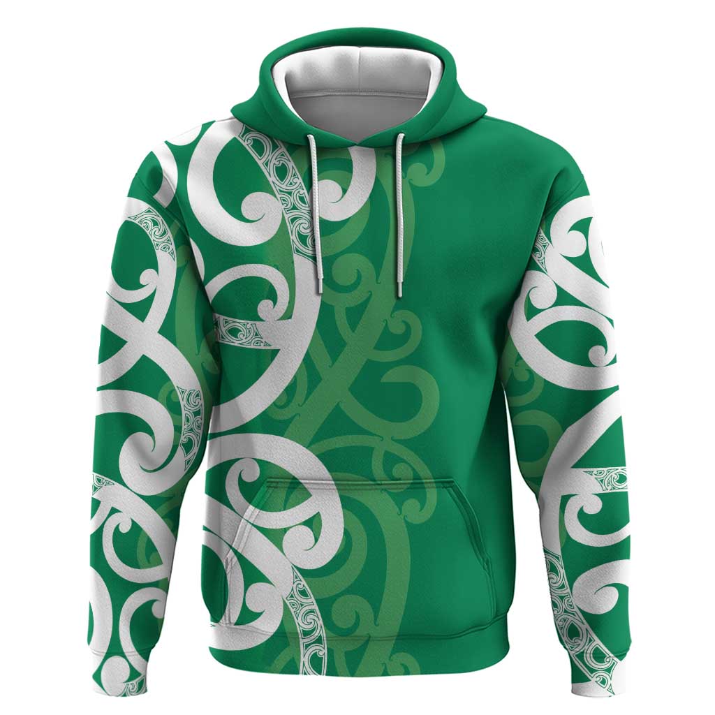 Pounamu Green Maori Hoodie Koru Kowhaiwhai - Polynesian Pride