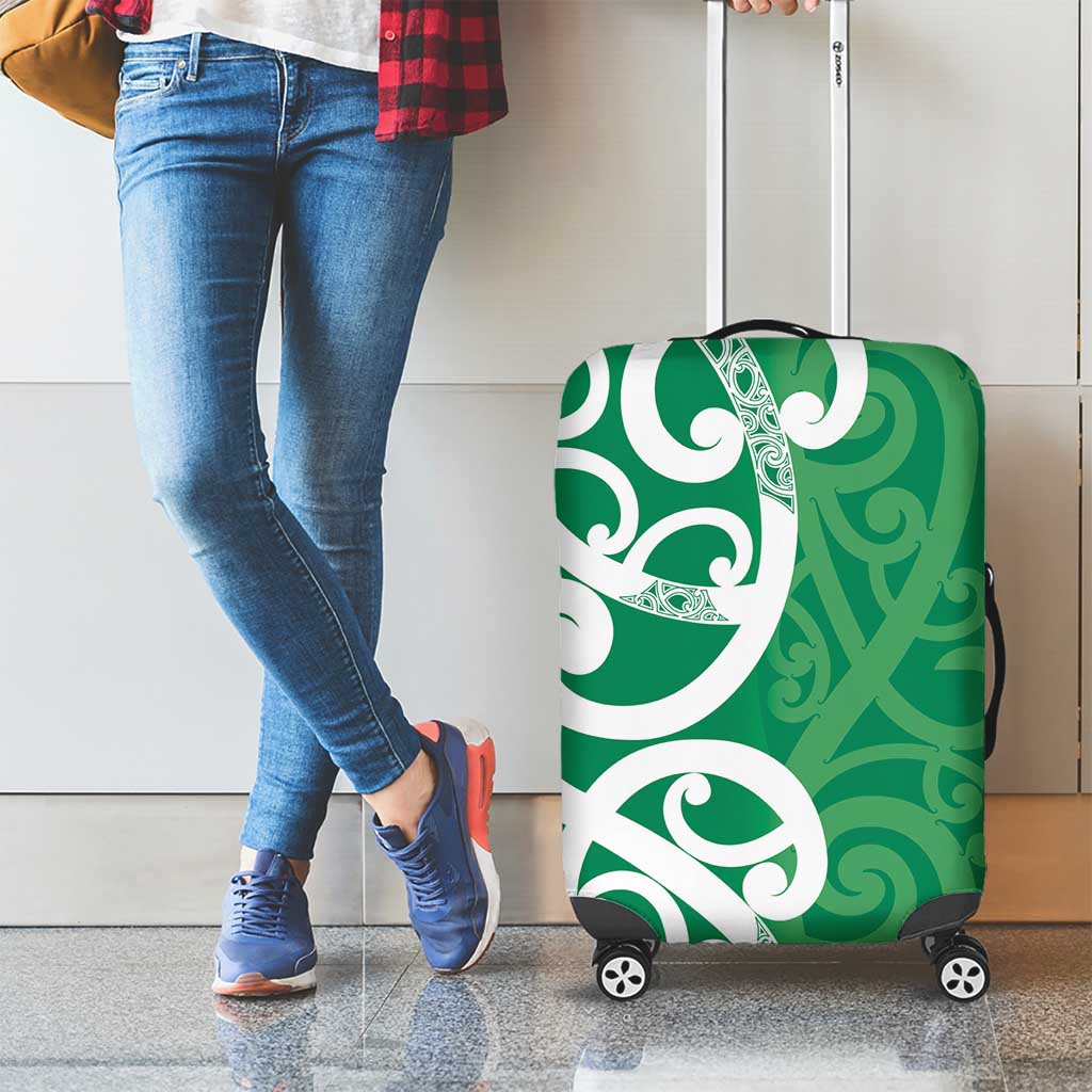 Pounamu Green Maori Luggage Cover Koru Kowhaiwhai LT7 - Polynesian Pride