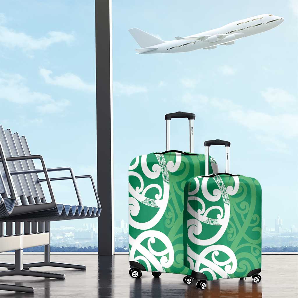 Pounamu Green Maori Luggage Cover Koru Kowhaiwhai LT7 - Polynesian Pride