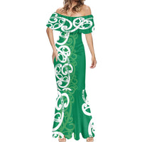 Pounamu Green Maori Mermaid Dress Koru Kowhaiwhai - Polynesian Pride