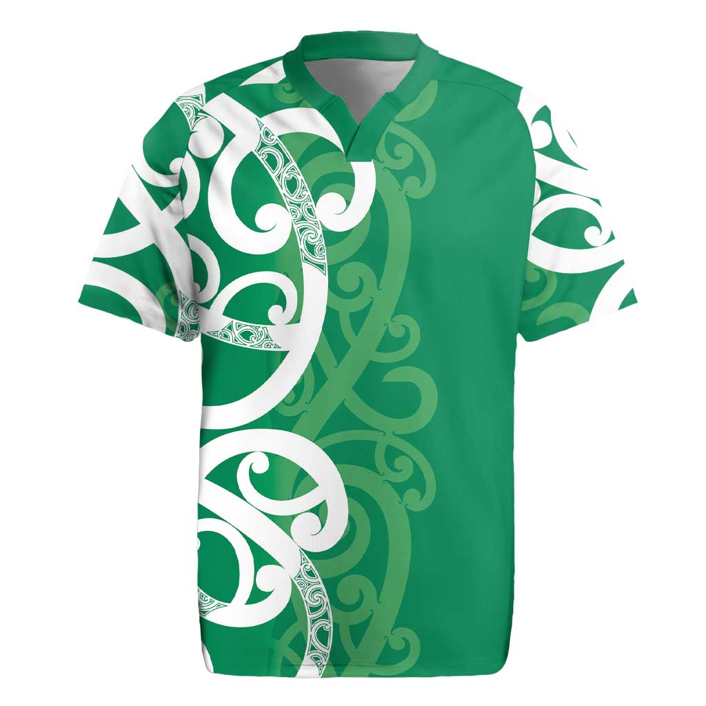 Pounamu Green Maori Rugby Jersey Koru Kowhaiwhai - Polynesian Pride