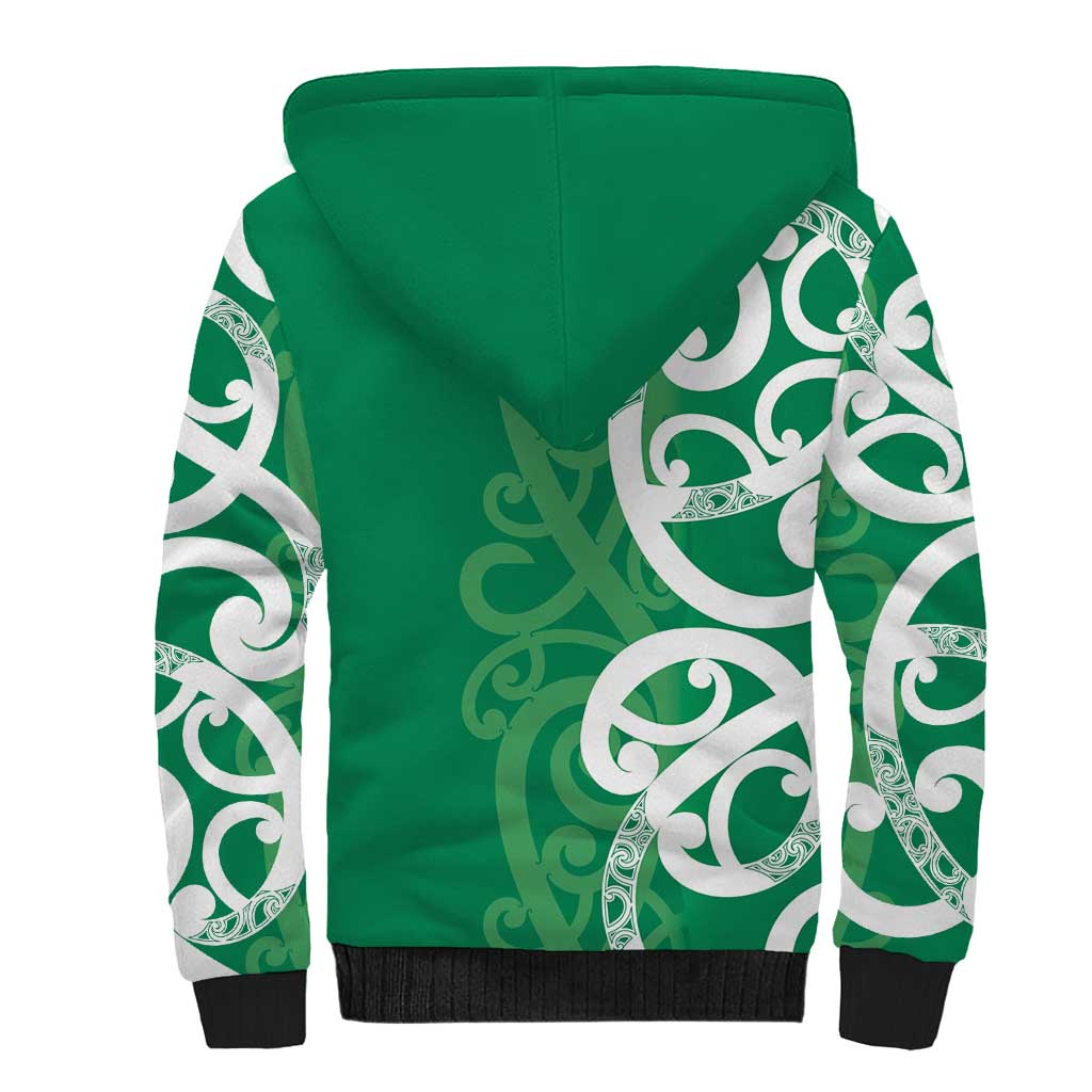 Pounamu Green Maori Sherpa Hoodie Koru Kowhaiwhai LT7 - Polynesian Pride