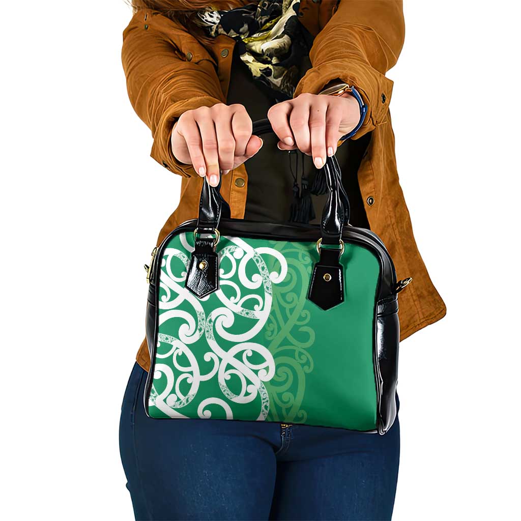 Pounamu Green Maori Shoulder Handbag Koru Kowhaiwhai LT7 One Size Green - Polynesian Pride