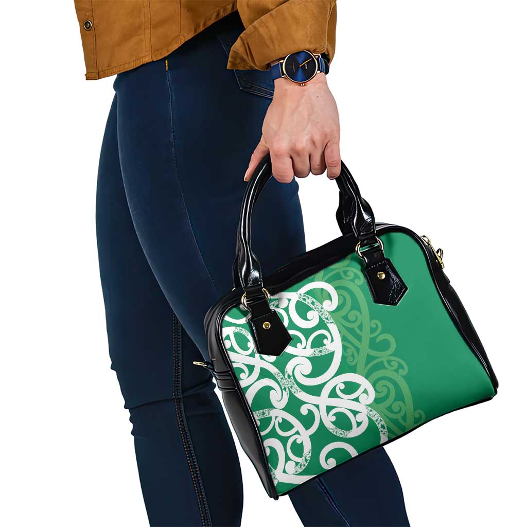 Pounamu Green Maori Shoulder Handbag Koru Kowhaiwhai LT7 - Polynesian Pride