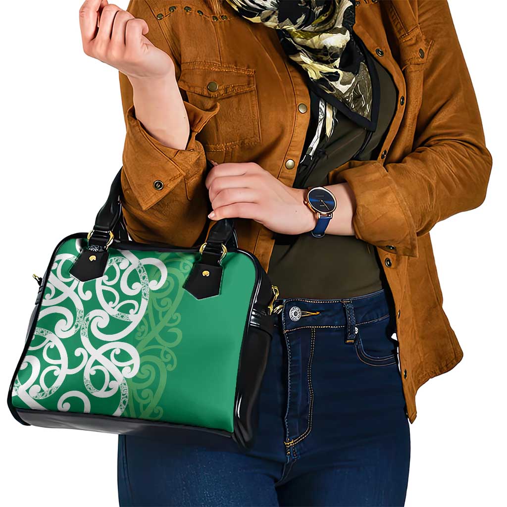 Pounamu Green Maori Shoulder Handbag Koru Kowhaiwhai LT7 - Polynesian Pride