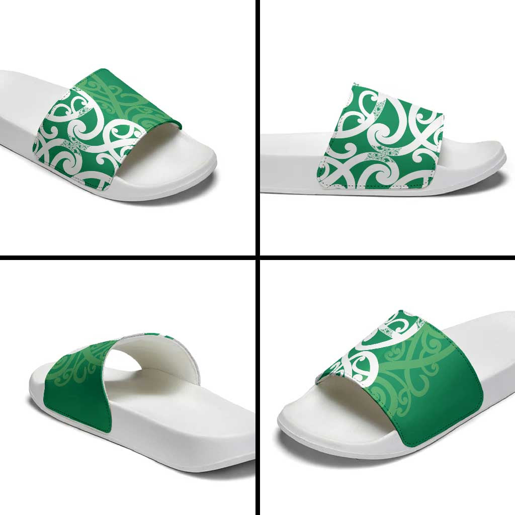 Pounamu Green Maori Slide Sandals Koru Kowhaiwhai LT7 - Polynesian Pride