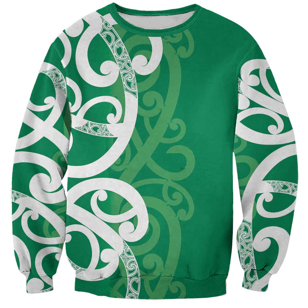Pounamu Green Maori Sweatshirt Koru Kowhaiwhai - Polynesian Pride