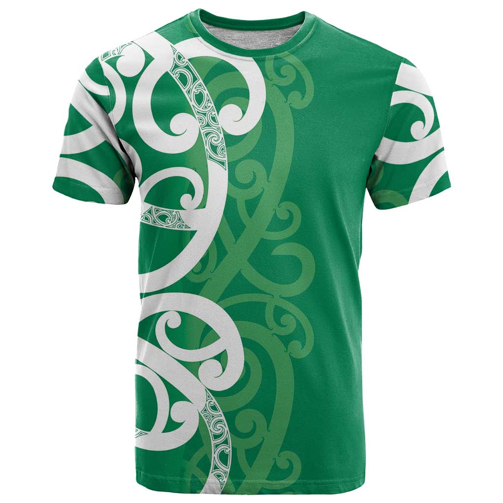 Pounamu Green Maori T Shirt Koru Kowhaiwhai - Polynesian Pride