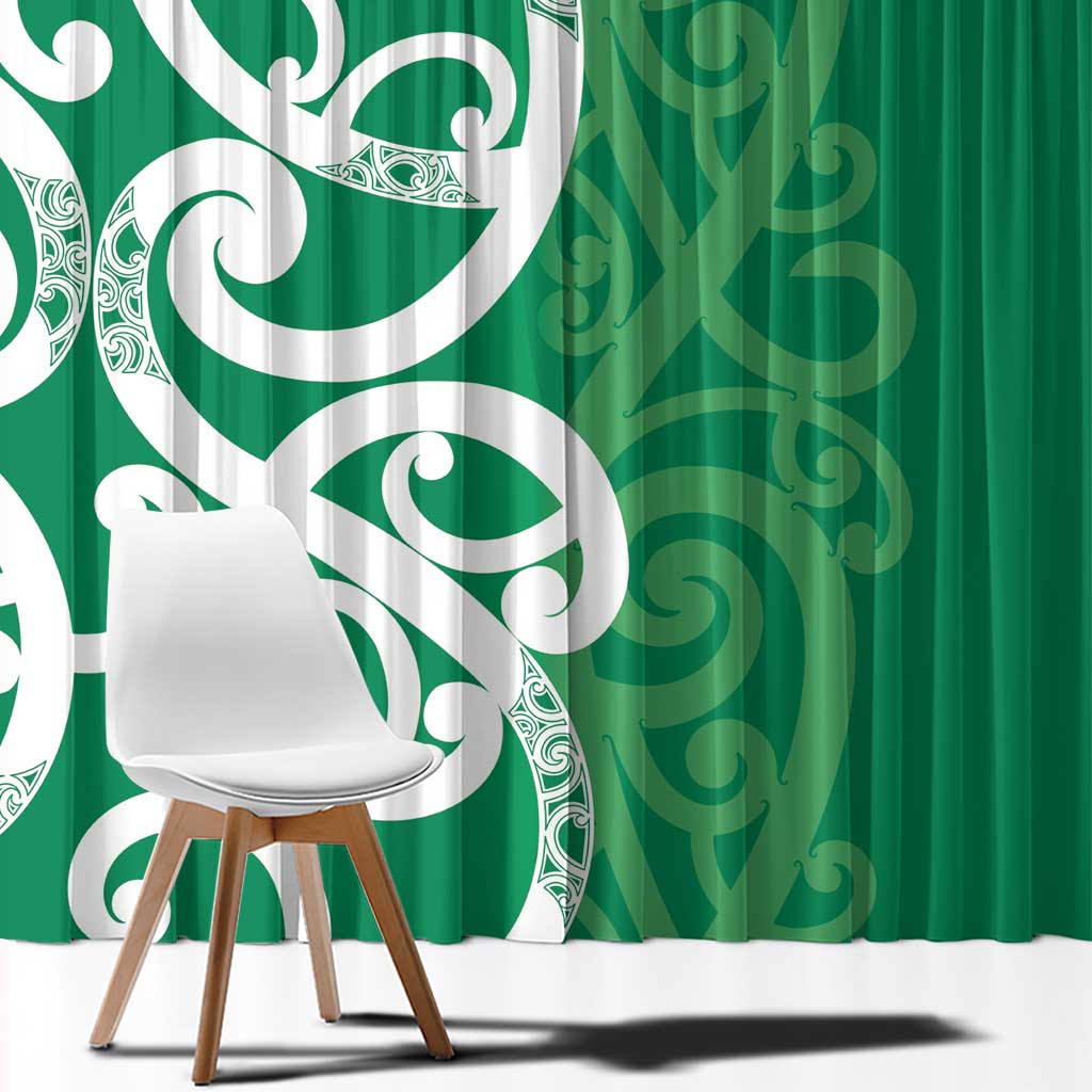 Pounamu Green Maori Window Curtain Koru Kowhaiwhai LT7 - Polynesian Pride