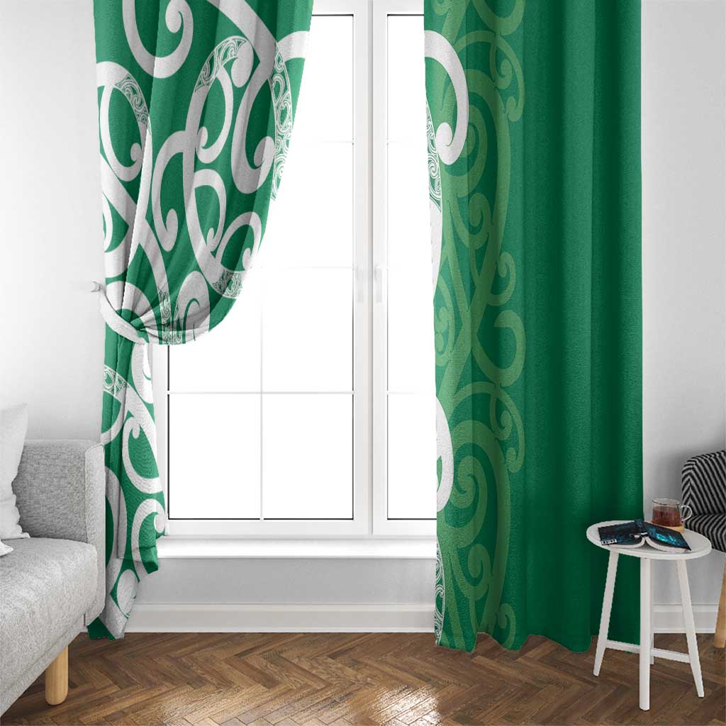 Pounamu Green Maori Window Curtain Koru Kowhaiwhai LT7 - Polynesian Pride