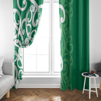 Pounamu Green Maori Window Curtain Koru Kowhaiwhai LT7 - Polynesian Pride