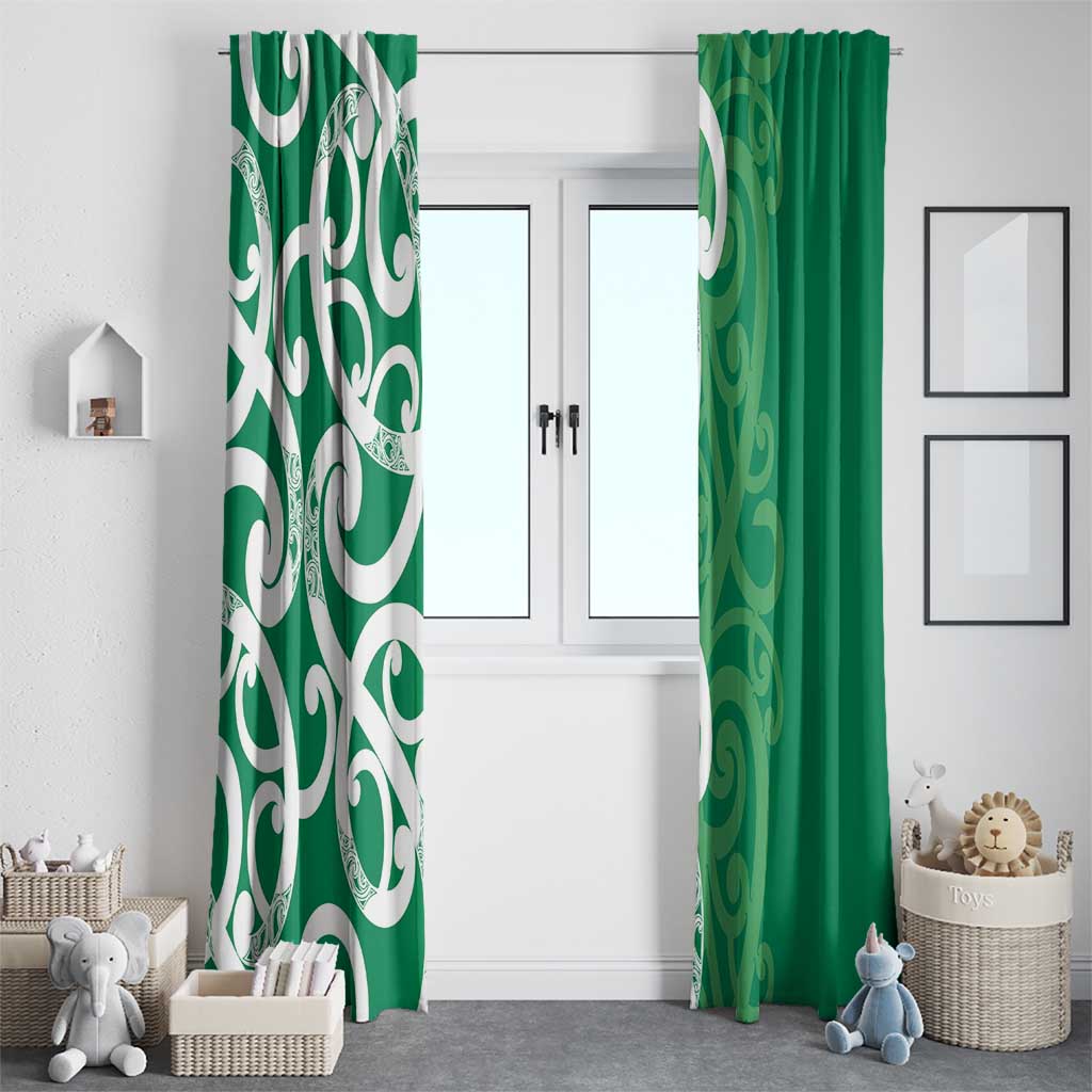 Pounamu Green Maori Window Curtain Koru Kowhaiwhai LT7 - Polynesian Pride