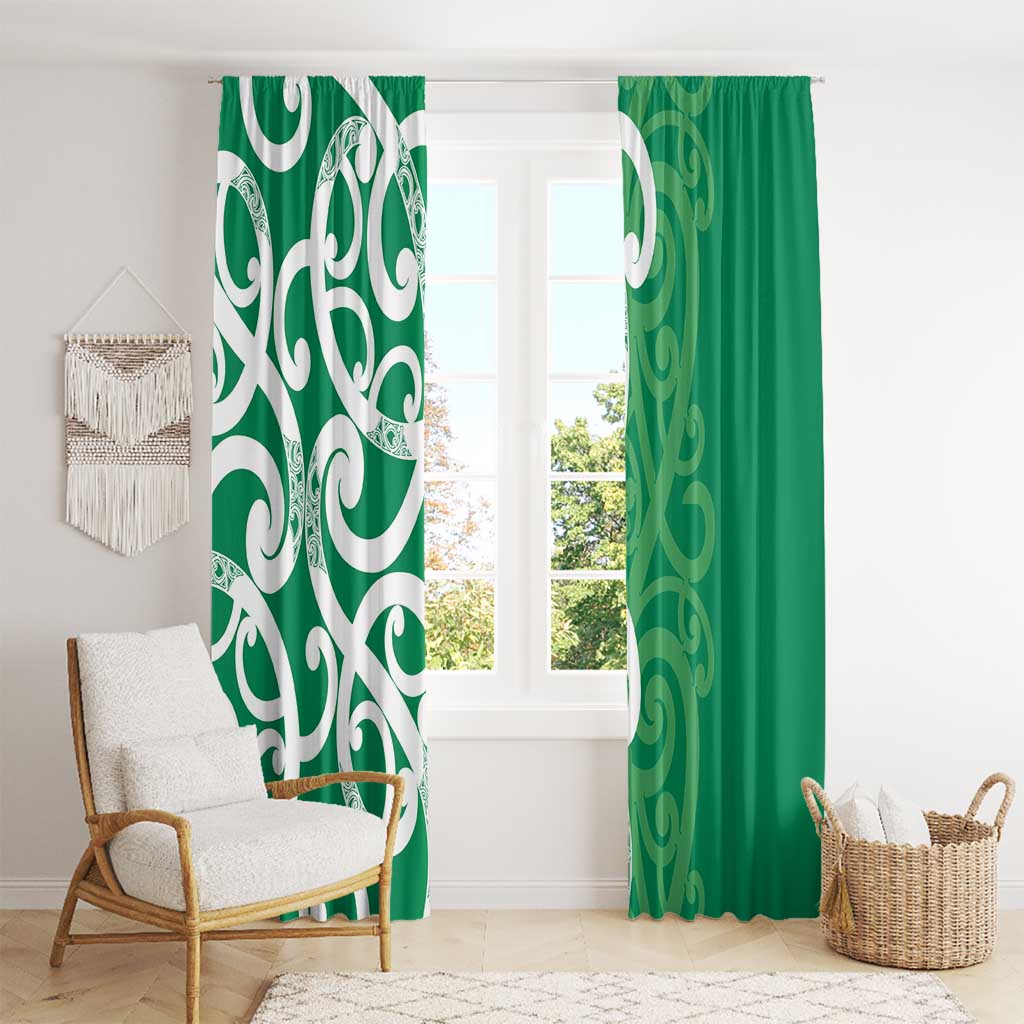 Pounamu Green Maori Window Curtain Koru Kowhaiwhai LT7 - Polynesian Pride