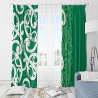 Pounamu Green Maori Window Curtain Koru Kowhaiwhai LT7 - Polynesian Pride