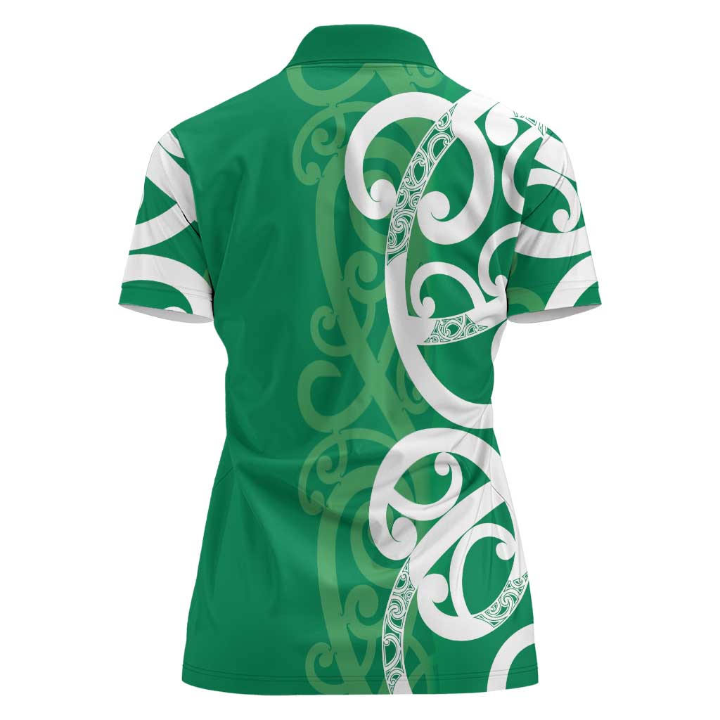 Pounamu Green Maori Women Polo Shirt Koru Kowhaiwhai - Polynesian Pride