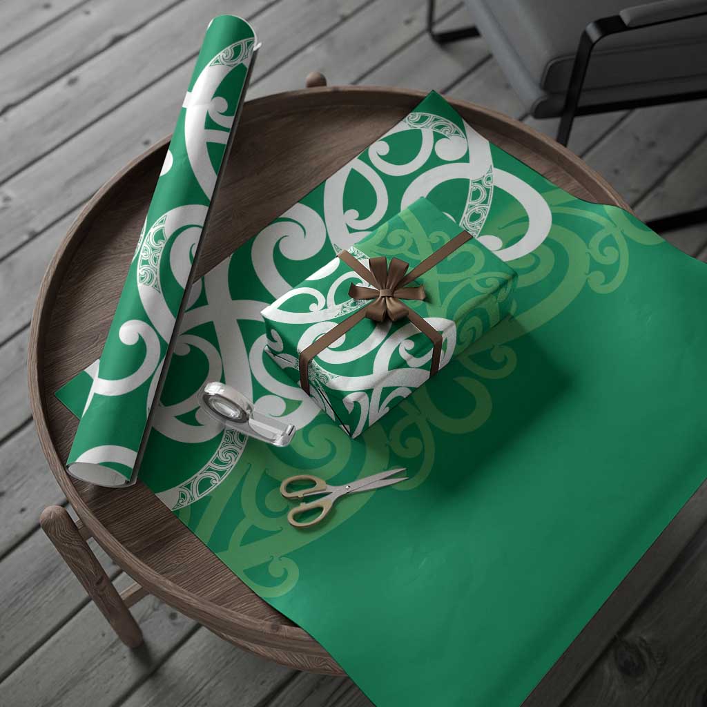 Pounamu Green Maori Wrapping Paper Koru Kowhaiwhai