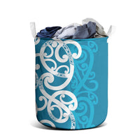 Azure Blue Maori Laundry Basket Koru Kowhaiwhai LT7 - Polynesian Pride