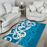 Azure Blue Maori Area Rug Koru Kowhaiwhai LT7 - Polynesian Pride
