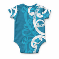 Azure Blue Maori Baby Onesie Koru Kowhaiwhai