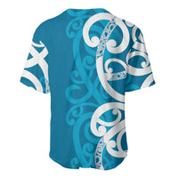 Azure Blue Maori Baseball Jersey Koru Kowhaiwhai - Polynesian Pride