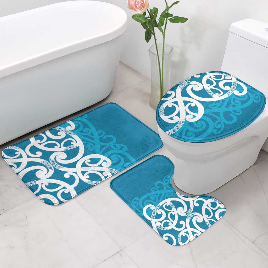 Azure Blue Maori Bathroom Set Koru Kowhaiwhai LT7 - Polynesian Pride