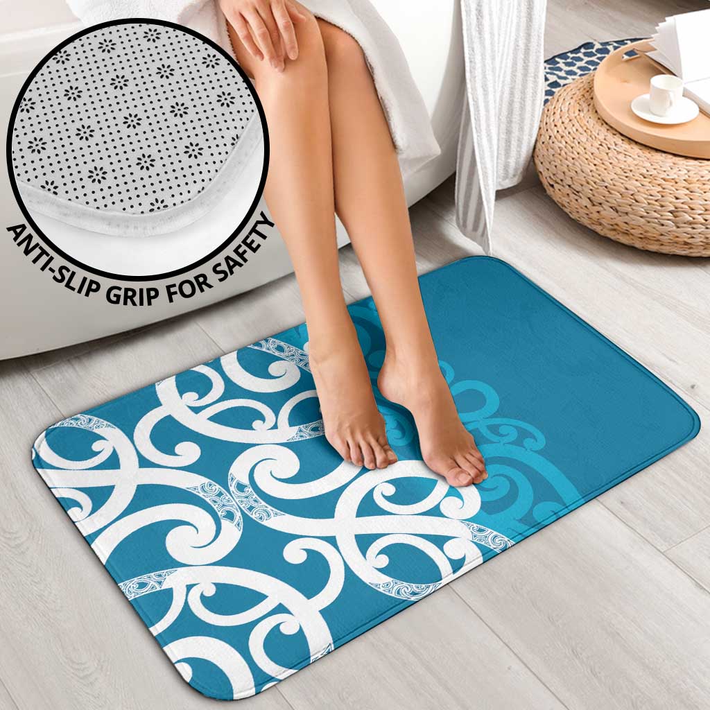 Azure Blue Maori Bathroom Set Koru Kowhaiwhai LT7 - Polynesian Pride