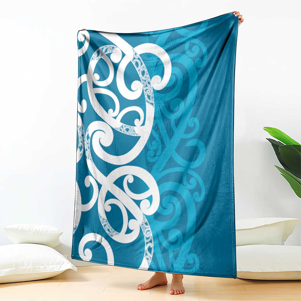 Azure Blue Maori Blanket Koru Kowhaiwhai LT7 - Polynesian Pride