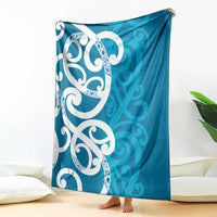 Azure Blue Maori Blanket Koru Kowhaiwhai LT7 - Polynesian Pride