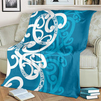 Azure Blue Maori Blanket Koru Kowhaiwhai LT7 - Polynesian Pride