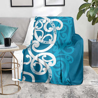 Azure Blue Maori Blanket Koru Kowhaiwhai LT7 - Polynesian Pride