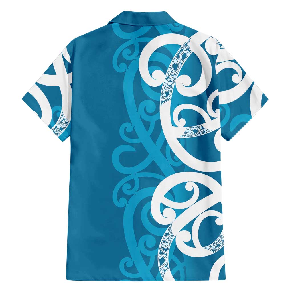 Azure Blue Maori Hawaiian Shirt Koru Kowhaiwhai - Polynesian Pride