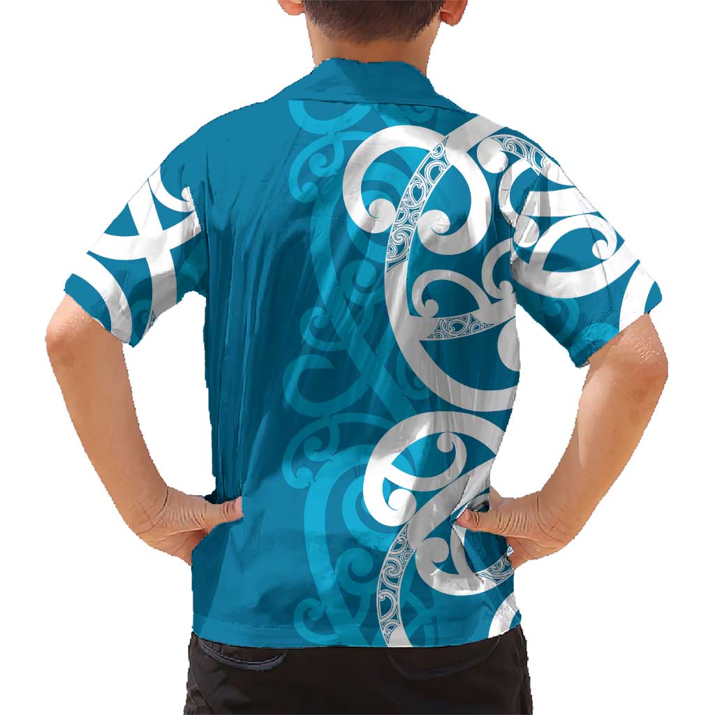 Azure Blue Maori Hawaiian Shirt Koru Kowhaiwhai - Polynesian Pride