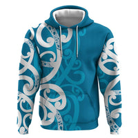 Azure Blue Maori Hoodie Koru Kowhaiwhai LT7 Pullover Hoodie Blue - Polynesian Pride