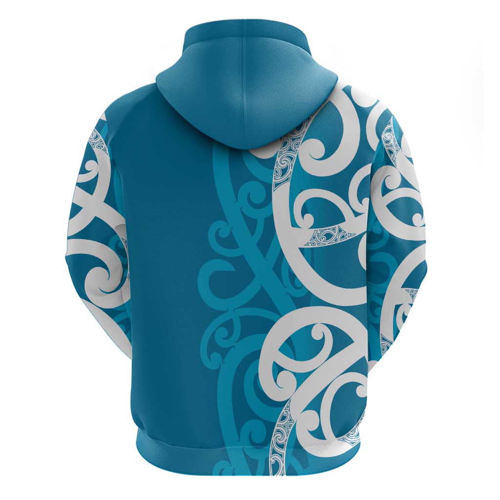 Azure Blue Maori Hoodie Koru Kowhaiwhai LT7 - Polynesian Pride