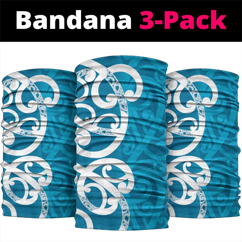 Azure Blue Maori Neck Gaiter Koru Kowhaiwhai LT7 package One Size: 25*50cm Blue - Polynesian Pride