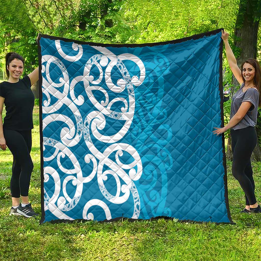 Azure Blue Maori Quilt Koru Kowhaiwhai LT7 - Polynesian Pride