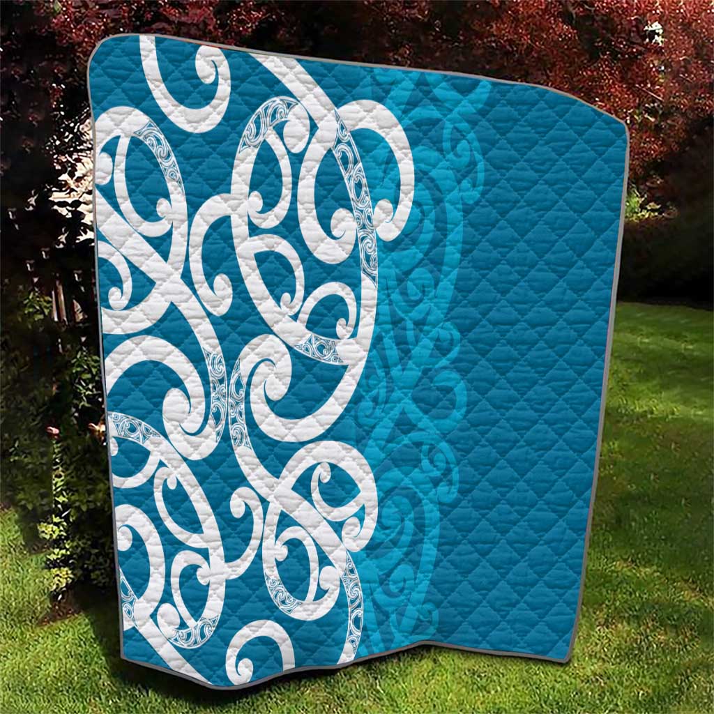 Azure Blue Maori Quilt Koru Kowhaiwhai LT7 - Polynesian Pride