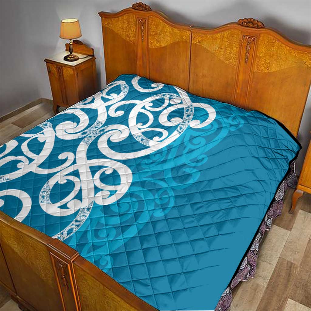 Azure Blue Maori Quilt Koru Kowhaiwhai LT7 - Polynesian Pride