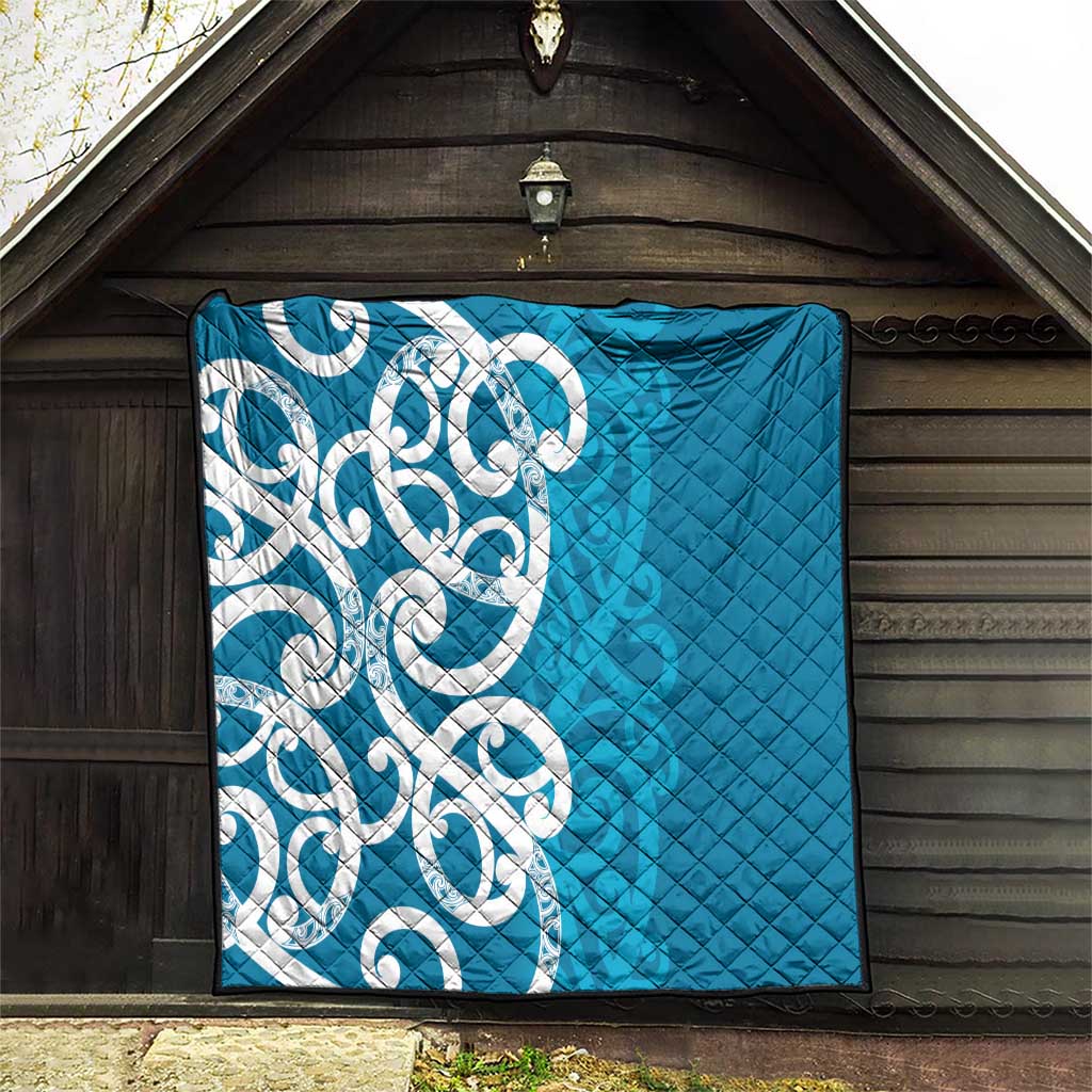 Azure Blue Maori Quilt Koru Kowhaiwhai LT7 - Polynesian Pride
