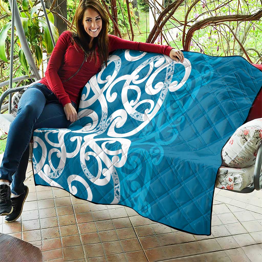 Azure Blue Maori Quilt Koru Kowhaiwhai LT7 - Polynesian Pride