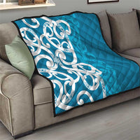 Azure Blue Maori Quilt Koru Kowhaiwhai LT7 - Polynesian Pride
