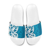 Azure Blue Maori Slide Sandals Koru Kowhaiwhai LT7 Blue - Polynesian Pride