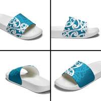 Azure Blue Maori Slide Sandals Koru Kowhaiwhai LT7 - Polynesian Pride