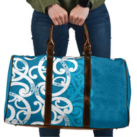 Azure Blue Maori Travel Bag Koru Kowhaiwhai LT7 Blue - Polynesian Pride