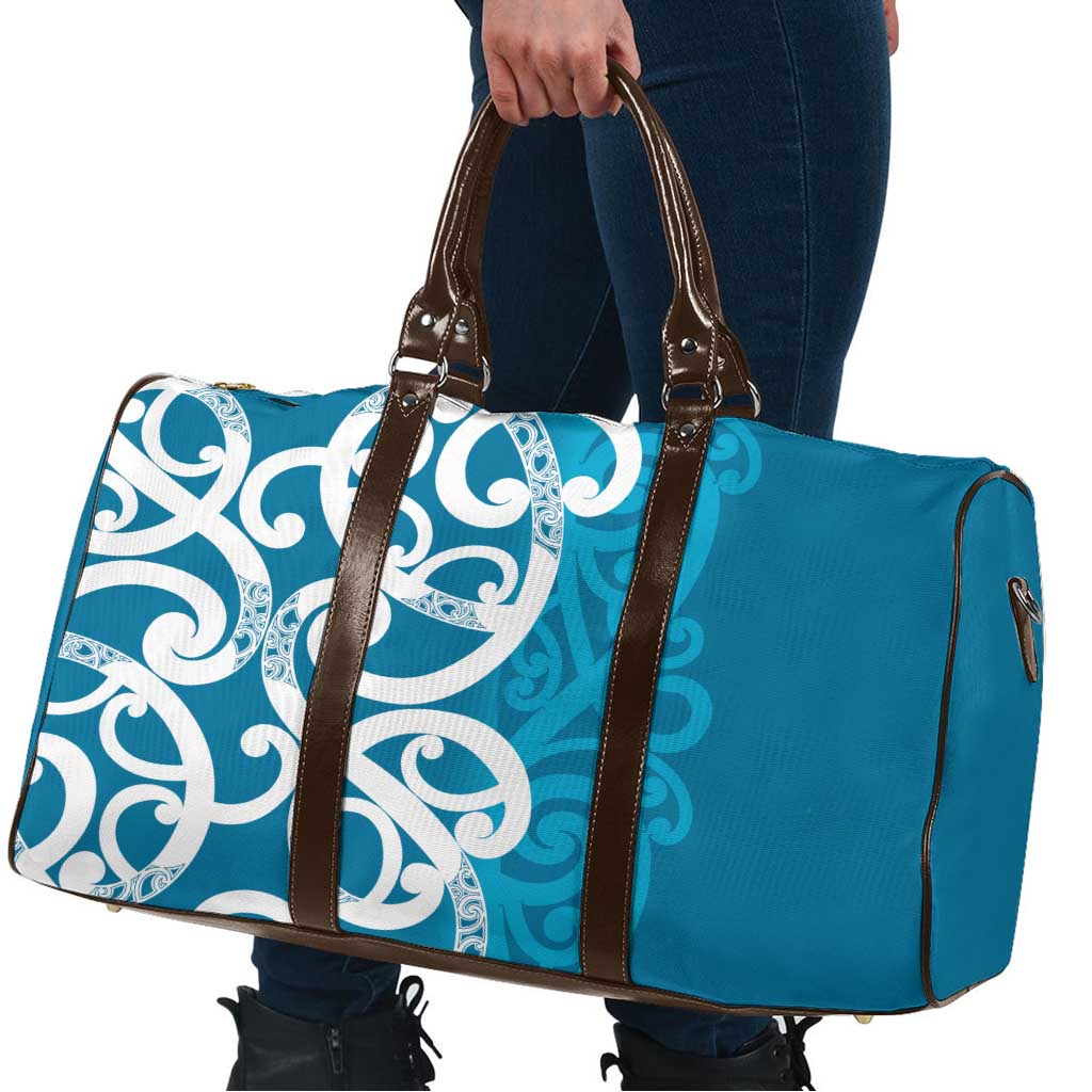 Azure Blue Maori Travel Bag Koru Kowhaiwhai LT7 - Polynesian Pride