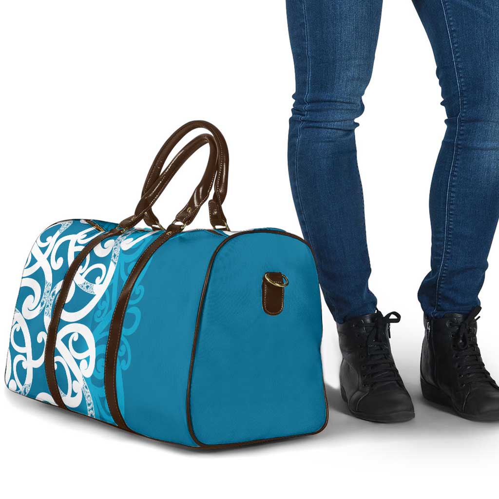Azure Blue Maori Travel Bag Koru Kowhaiwhai LT7 - Polynesian Pride